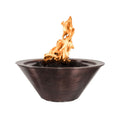 Bowl-shaped fire pit with flames on a white background