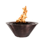 Bowl-shaped fire pit with flames on a white background