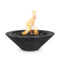 Black fire pit with flames on a white background
