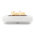 White fire pit with flames on a white background