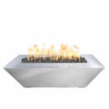 Modern outdoor fire pit with flames on a white background