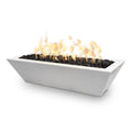 The Outdoor Plus Linear Maya 60" GFRC Concrete Rectangular Fire Bowl | Match Lit