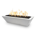 The Outdoor Plus Linear Maya 60" GFRC Concrete Rectangular Fire Bowl | Match Lit