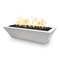 White fire pit with flames on a white background