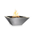 Modern fire pit with flames on a white background