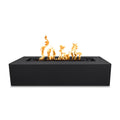Black fire pit with flames on a white background