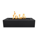 Black fire pit with flames on a white background