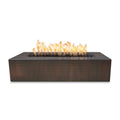 Rectangular fire pit with flames on a white background