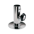 A polished chrome marine mounting bracket with a black adjustment knob, featuring the 'nodina' brand logo on the knob, set against a plain white background.