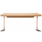 A retractable awning with a beige canopy and orange-brown support poles, shown against a plain white background.