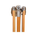 A set of three telescoping garden or lawn tools with light brown wooden handles and silver metal joints, shown against a plain white background.