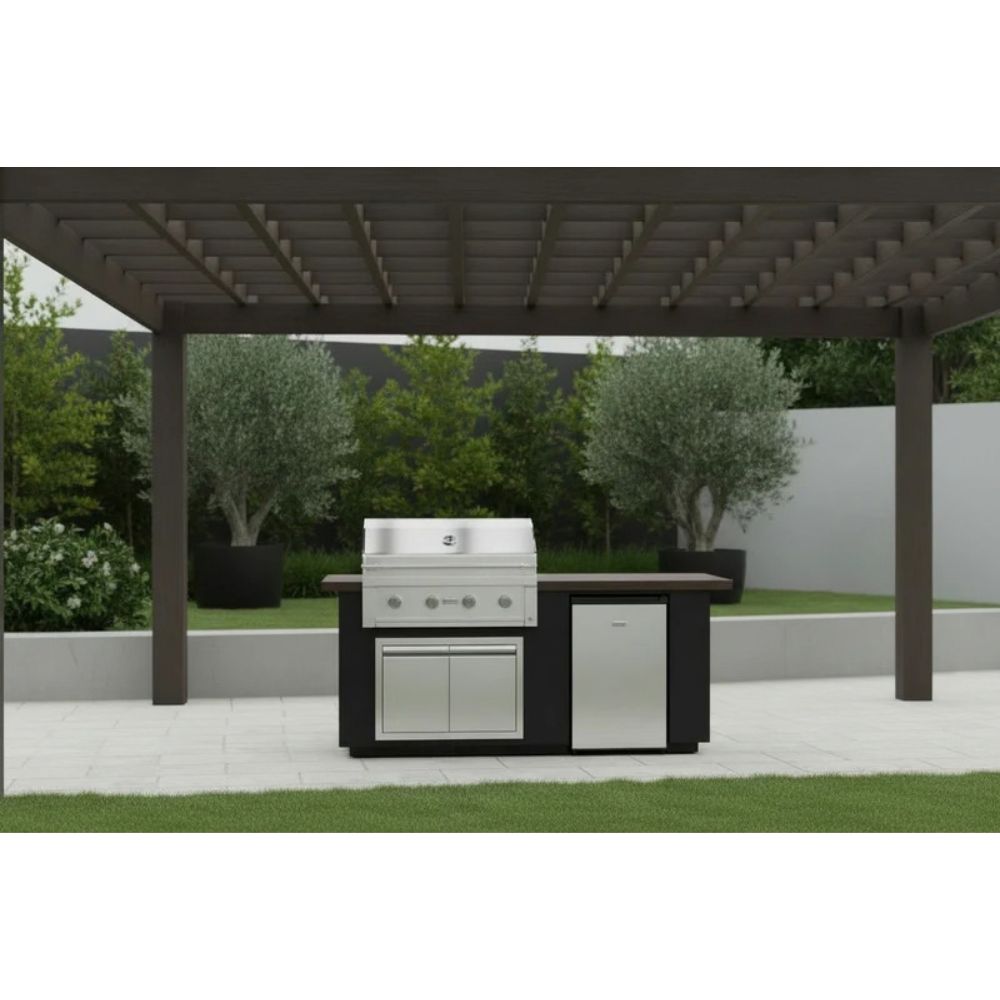Videl 84" Alta I Complete BBQ Island – Gran Fuego 36" 4.5 Cu. Ft. Fridge & 4-Burner Grill