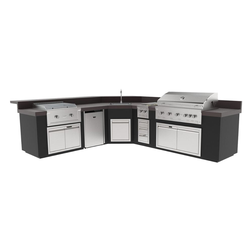 Videl 144" Maestro L BBQ Island – 42" Grill, Fridge, Side Burner & 30" Griddle