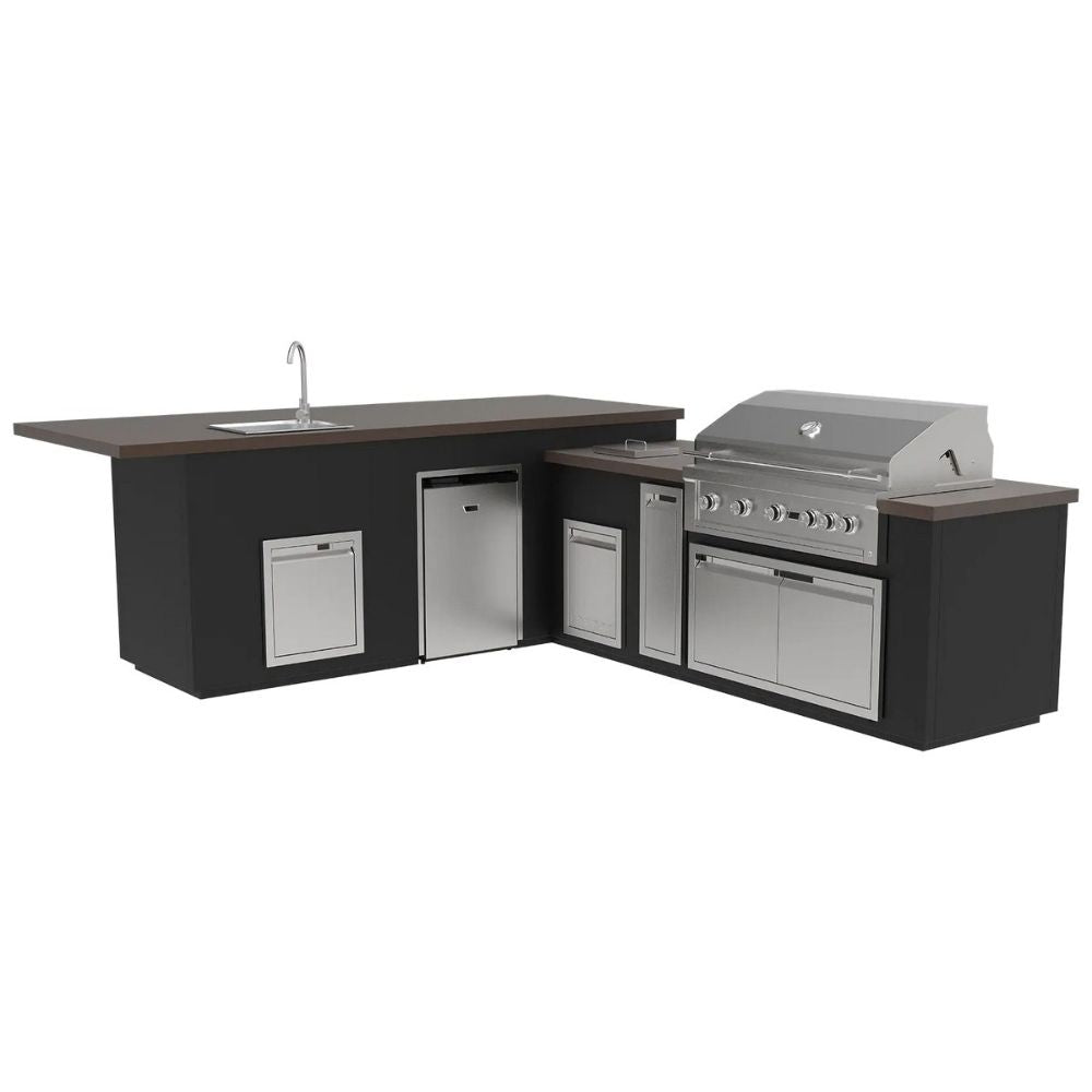 Videl 134" Maestro L BBQ Island – 42" Grill, 4.5 Cu. Ft. Fridge & Sink