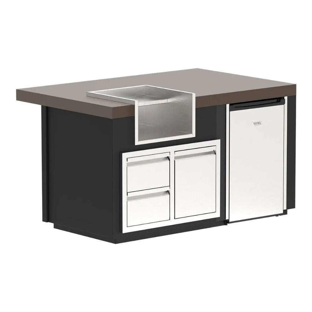 Videl 64" Luxe BBQ Island – Powder Coated with Margarita Center & 4.5 Cu. Ft. Fridge