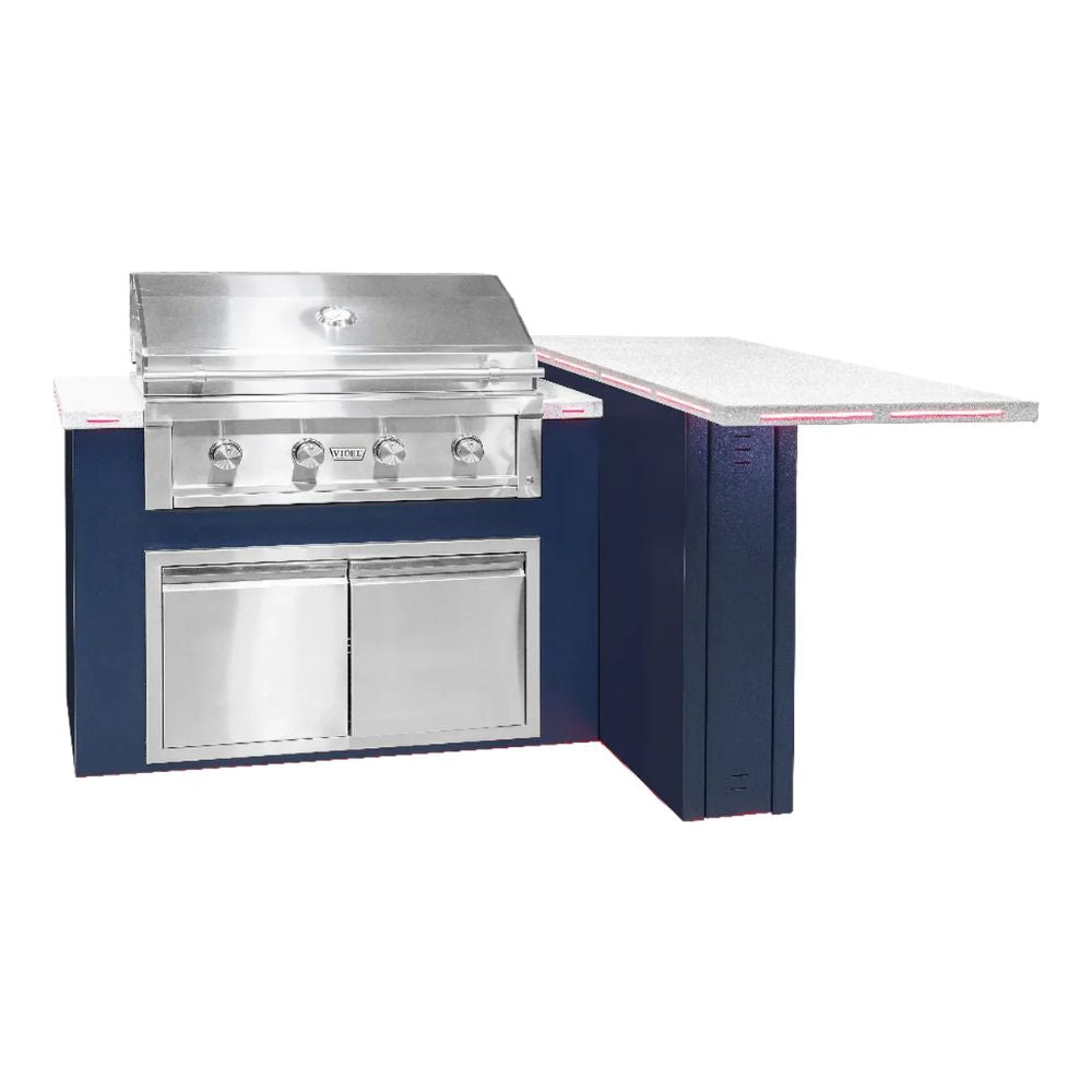 Videl Alta 72" L-shape BBQ Island with 36" 4-Burner Gran Fuego Power Coated Grill