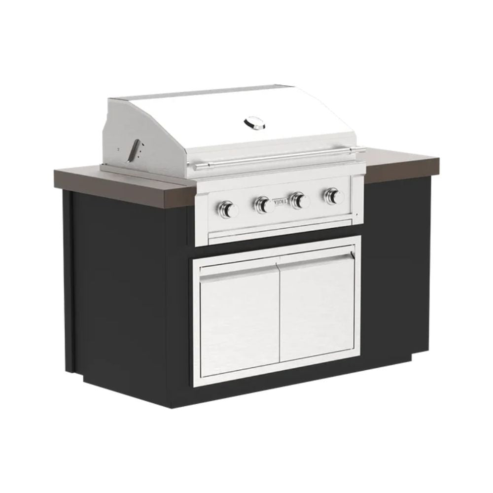 Videl 84" Alta-T BBQ Island with Side Table & Gran Fuego 36" 4-Burner Grill