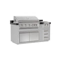 Videl 72" Luxe BBQ Island – 42" 5-Burner Gran Fuego Grill & Fuego I Double Side Burner
