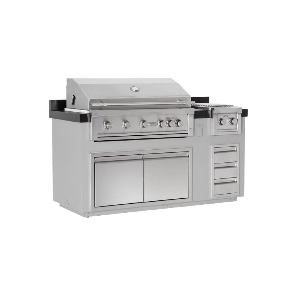 Videl 72" Luxe BBQ Island – 42" 5-Burner Gran Fuego Grill & Fuego I Double Side Burner