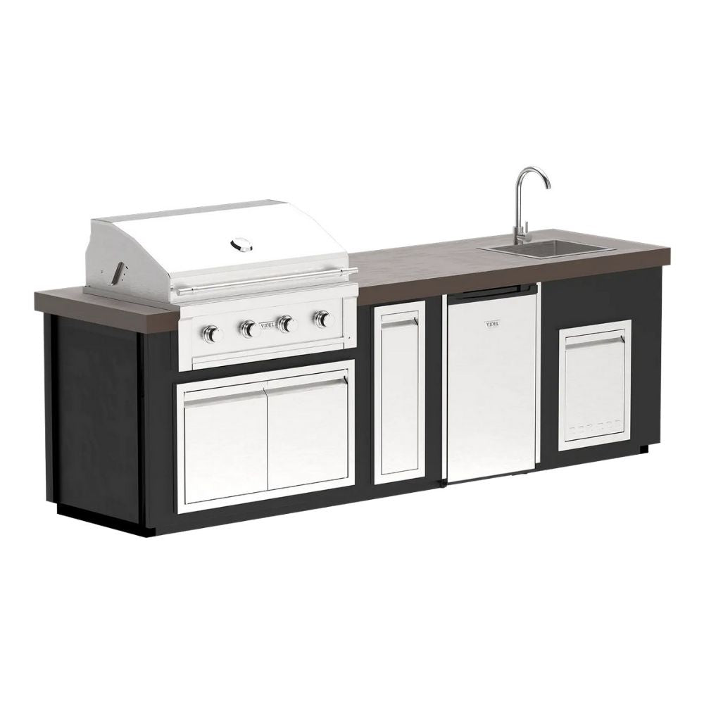 Videl 112" Luxe I BBQ Island – Gran Fuego 36" 4-Burner Grill, Fridge & Sink