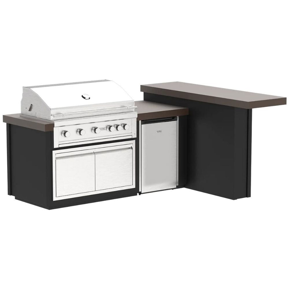 Videl 96" Luxe R BBQ Island – Gran Fuego 42" 5-Burner Grill & 4.5 Cu. Ft. Fridge