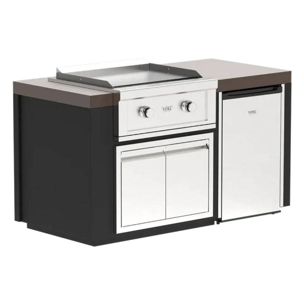Videl 64" Luxe Griddle Complete BBQ Island with 30" 2-Burner Griddle & 4.5 Cu. Ft. Refrigerator