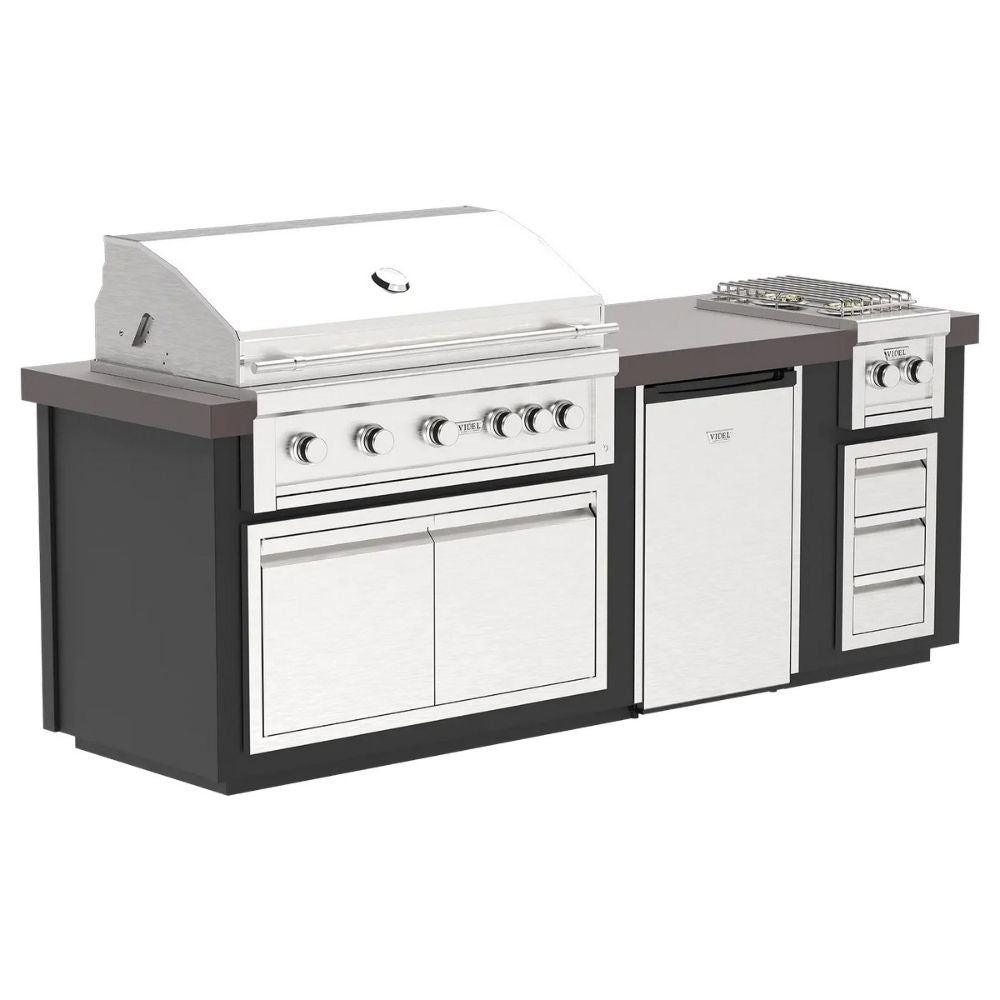 Videl 96" Luxe I Complete BBQ Island – Gran Fuego 42" 5-Burner Grill & Double Side Burner