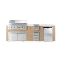 Videl 112" Pacific BBQ Island – 42" 5-Burner Grill & Compact Fridge